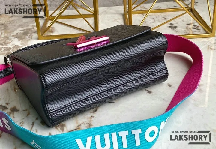 Louis Vuitton 1:1 Mirror Replica Twist MM Epi Grained Leather Black/Pink/Blue Gradient 23CM/9.1IN Louis Vuitton Replica Twist Louis Vuitton 1:1 Mirror Replica Twist MM Epi Grained Leather Black/Pink/Blue Gradient 23CM/9.1IN Louis Vuitton Replica Twist