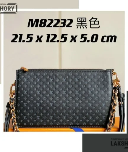 Louis Vuitton 1:1 Mirror Replica Calfskin Nanogram Embossed Lexington Pouch  21.5CM/8.5IN Louis Vuitton Replica Pochette Accessories