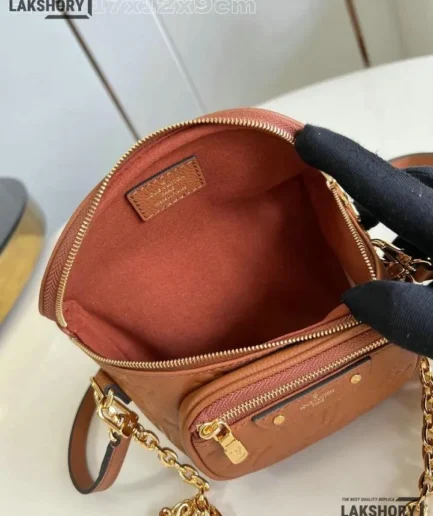 Louis Vuitton 1:1 Mirror Replica Monogram Empreinte Mini Bumbag Cognac 17CM/6.7IN Louis Vuitton Replica Bumbag