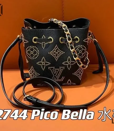 Louis Vuitton 1:1 Mirror Replica Black Pico Bella Mahina Leather 13CM/5.1IN Louis Vuitton Replica Neo