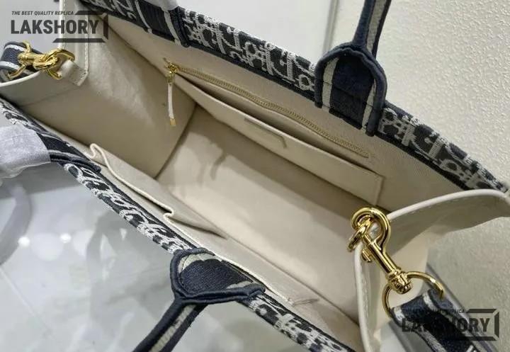 Dior 1:1 Mirror Replica Blue Oblique Chambray Embroidery & Latte Book Tote Christian Dior Replica Book Totes Dior 1:1 Mirror Replica Blue Oblique Chambray Embroidery & Latte Book Tote Christian Dior Replica Book Totes