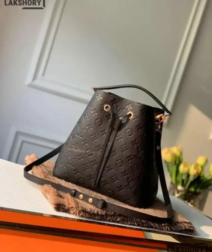 Louis Vuitton 1:1 Mirror Replica NoNo MM Black Empreinte Leather 26CM/10.2IN Louis Vuitton Replica Neo