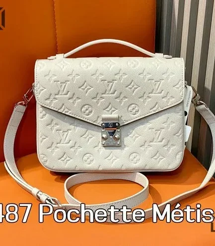 Louis Vuitton 1:1 Mirror Replica Monogram Empreinte Pochette Metis White 25CM/9.8IN Louis Vuitton Replica Pochette Metis