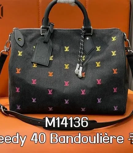 Louis Vuitton 1:1 Mirror Replica Blason Denim Speedy Bandouliere 40 Black Gradient Orange 40CM/15.7IN Louis Vuitton Replica Speedy