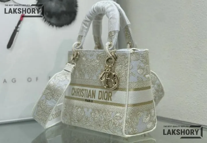 Dior 1:1 Mirror Replica Lady D-Lite Jardin d’Hiver White 24CM/9.4IN Christian Dior Replica Lady Dior 1:1 Mirror Replica Lady D-Lite Jardin d’Hiver White 24CM/9.4IN Christian Dior Replica Lady