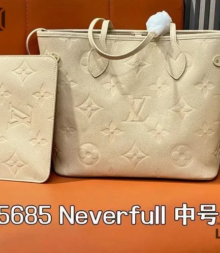 Louis Vuitton 1:1 Mirror Replica Empreinte Monogram Giant Neverfull MM Cream 31CM/12.2IN Louis Vuitton Replica Neverfull