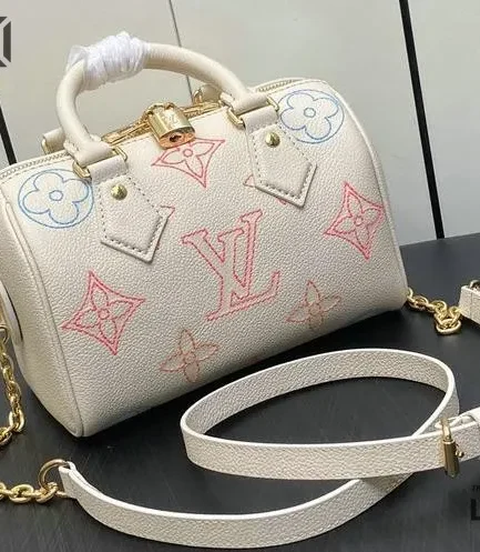 Louis Vuitton 1:1 Mirror Replica Empreinte Giant Speedy Bandouliere 20 Creme Rose Trianon 20.5CM/8.1IN Louis Vuitton Replica Speedy