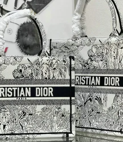 Dior 1:1 Mirror Replica Canvas Embroidered Toile De Jouy Book Tote Blue Christian Dior Replica Book Totes