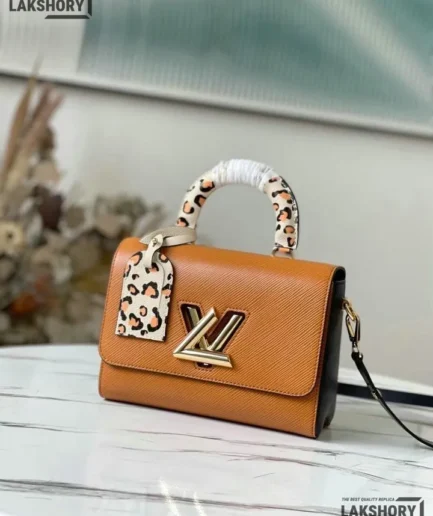 Louis Vuitton 1:1 Mirror Replica Epi Wild At Heart Twist One Handle MM Gold 23CM/9.1IN Louis Vuitton Replica Twist