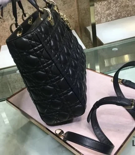 Dior 1:1 Mirror Replica Large Lady Dior Black Cannage 32CM/12.6IN Christian Dior Replica Lady