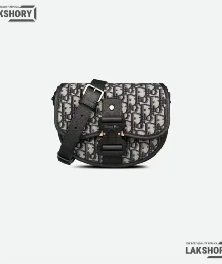 Dior 1:1 Mirror Replica Mini Gallop Strap Beige/Black Grained 20.5CM/8.1IN Christian Dior Replica Saddles