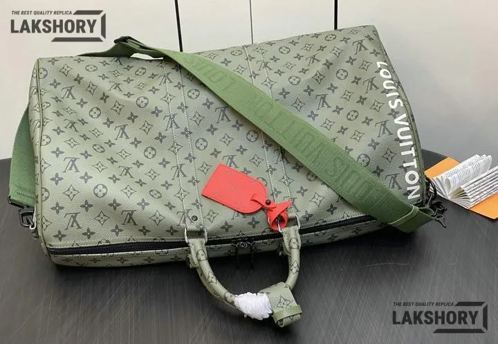 Louis Vuitton 1:1 Mirror Replica Keepall Bandouliere Khaki Green/Vermillion Red Louis Vuitton Replica Keepall Louis Vuitton 1:1 Mirror Replica Keepall Bandouliere Khaki Green/Vermillion Red Louis Vuitton Replica Keepall