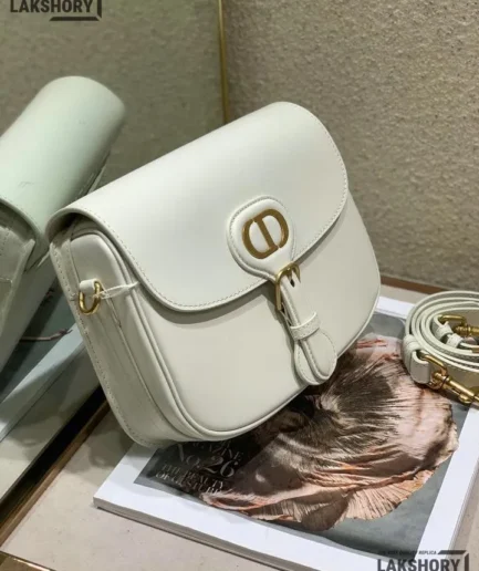 Dior 1:1 Mirror Replica Medium Box Bobby Flap Calfskin Black Bag 23CM/9.1IN Christian Dior Replica Bobby