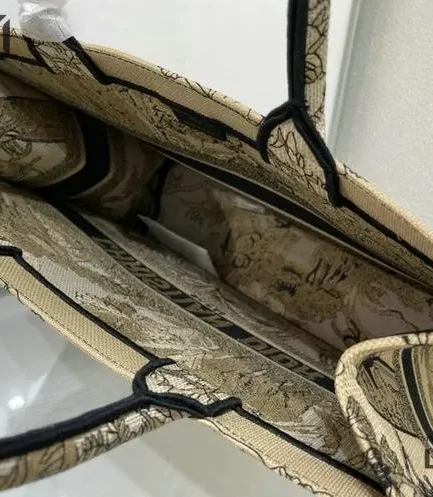Dior 1:1 Mirror Replica Canvas Toile De Jouy Dioriviera Book Tote Black Christian Dior Replica Book Totes