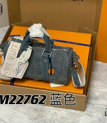 Louis Vuitton 1:1 Mirror Replica Denim Keepall Bandouliere 25 Monogram Washed 25CM/9.8IN Louis Vuitton Replica Keepall