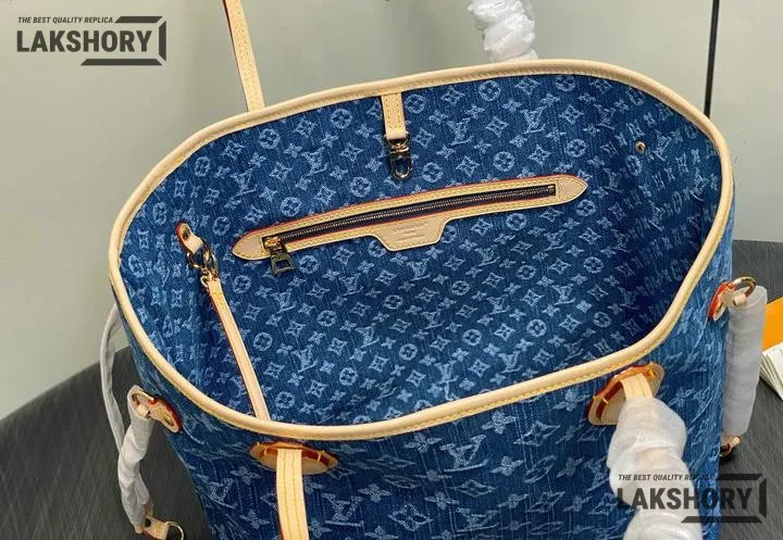 Louis Vuitton 1:1 Mirror Replica Neverfull MM Monogram Denim 31CM/12.2IN Louis Vuitton Replica Neverfull Louis Vuitton 1:1 Mirror Replica Neverfull MM Monogram Denim 31CM/12.2IN Louis Vuitton Replica Neverfull