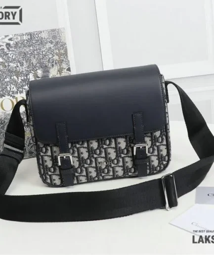 Dior 1:1 Mirror Replica Navy Blue Kid Messenger Smooth Leather Bag 24CM/9.4IN Christian Dior Other Styles