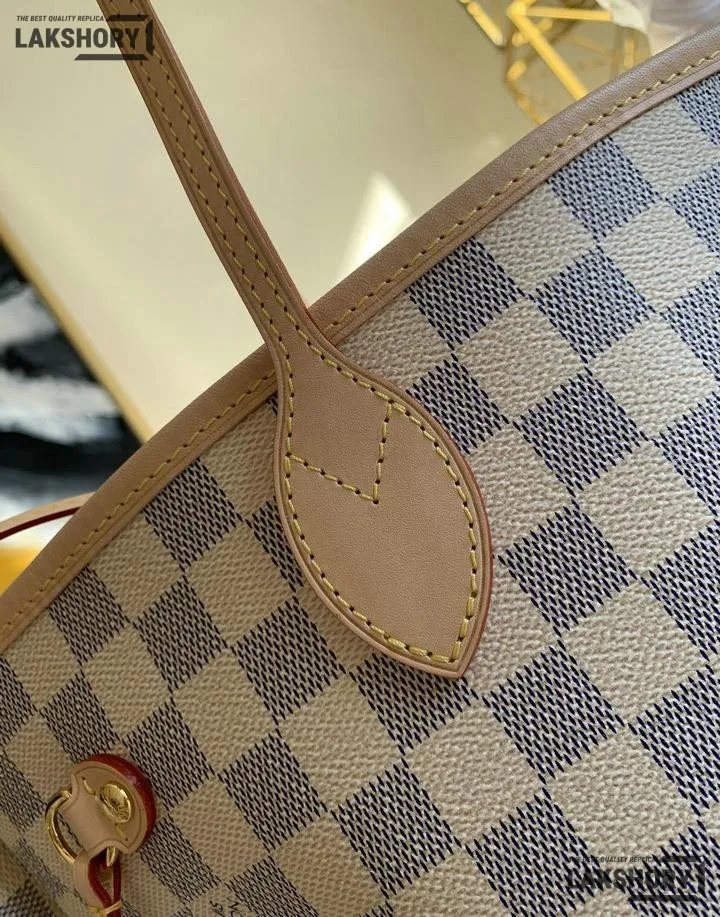 Louis Vuitton 1:1 Mirror Replica Neverfull MM Damier Azur Medium Size Tote 32CM/12.6IN Louis Vuitton Replica Neverfull Louis Vuitton 1:1 Mirror Replica Neverfull MM Damier Azur Medium Size Tote 32CM/12.6IN Louis Vuitton Replica Neverfull