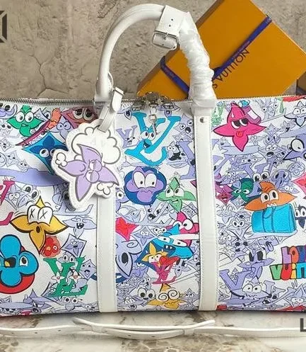 Louis Vuitton 1:1 Mirror Replica Monogram Comics Keepall Bandouliere 50 Multicolor 50CM/19.7IN Louis Vuitton Replica Keepall