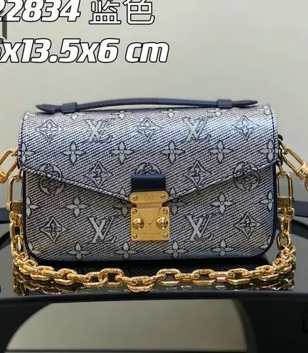 Louis Vuitton 1:1 Mirror Replica Monoglam Pochette Metis East West Blue 21.5CM/8.5IN Louis Vuitton Replica Pochette Metis