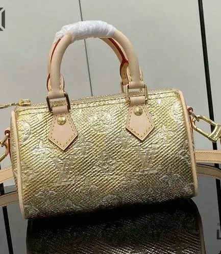 Louis Vuitton 1:1 Mirror Replica Monoglam Nano Speedy Beige 16CM/6.3IN Louis Vuitton Replica Speedy