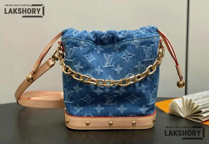 Louis Vuitton 1:1 Mirror Replica Nano Noé Monogram Denim Blue 20.5CM/8.1IN Louis Vuitton Replica Neo Louis Vuitton 1:1 Mirror Replica Nano Noé Monogram Denim Blue 20.5CM/8.1IN Louis Vuitton Replica Neo