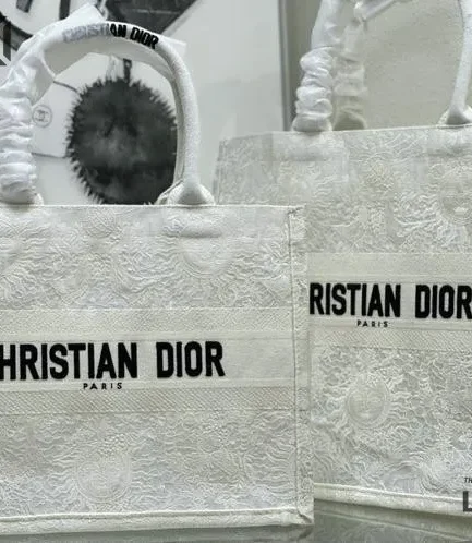 Dior 1:1 Mirror Replica Book Tote Latte Cabinet de la Mer White Christian Dior Replica Book Totes