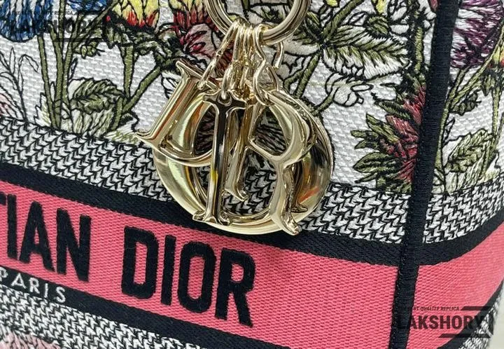 Dior 1:1 Mirror Replica Medium Lady D-Lite Embroidery Multicolor 24CM/9.4IN Christian Dior Replica Lady Dior 1:1 Mirror Replica Medium Lady D-Lite Embroidery Multicolor 24CM/9.4IN Christian Dior Replica Lady