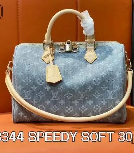 Louis Vuitton 1:1 Mirror Replica Speedy Soft 30 Monogram Denim 30CM/11.8IN Louis Vuitton Replica Speedy