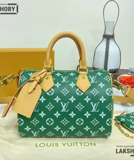 Louis Vuitton 1:1 Mirror Replica Speedy P9 Bandoulière 25 Green 25CM/9.8IN Louis Vuitton Replica Speedy