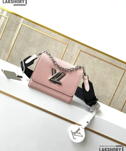 Louis Vuitton 1:1 Mirror Replica LV Twist Epi Mini Pink 15.5CM/6.1IN Louis Vuitton Replica Twist