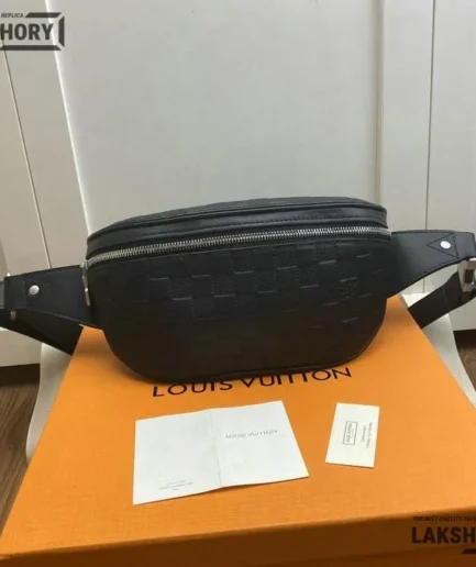Louis Vuitton 1:1 Mirror Replica Damier Infini Campus BumBag Black 26CM/10.2IN Louis Vuitton Replica Bumbag