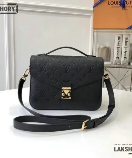 Louis Vuitton 1:1 Mirror Replica Empreinte Monogram Pochette Metis Black 25CM/9.8IN Louis Vuitton Replica Pochette Metis