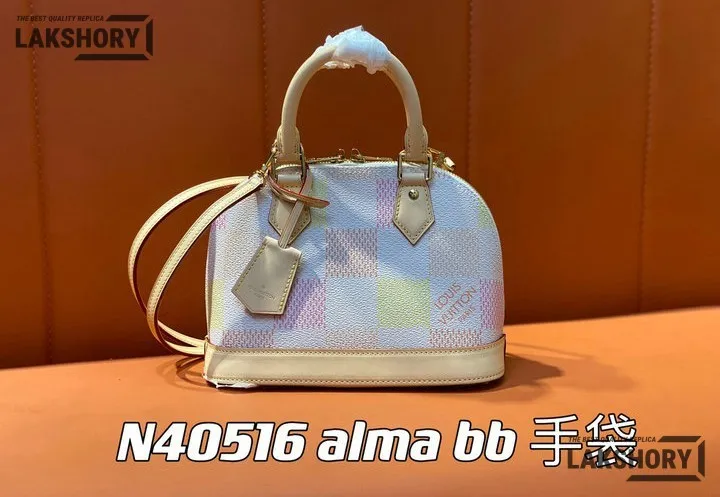 Louis Vuitton 1:1 Mirror Replica Damierlicious Alma BB Rose Peach 23.5CM/9.3IN Louis Vuitton Replica Alma Louis Vuitton 1:1 Mirror Replica Damierlicious Alma BB Rose Peach 23.5CM/9.3IN Louis Vuitton Replica Alma