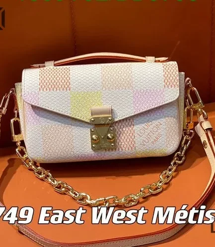 Louis Vuitton 1:1 Mirror Replica Damier Giant Pochette Metis East West Peach 21.5CM/8.5IN Louis Vuitton Replica Pochette Metis