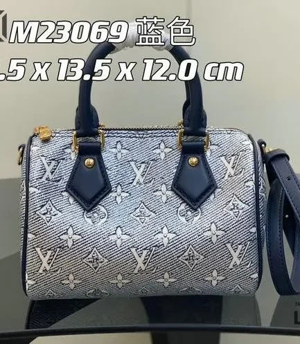 Louis Vuitton 1:1 Mirror Replica Speedy Bandouliere 20 Monoglam Blue 20.5CM/8.1IN Louis Vuitton Replica Speedy