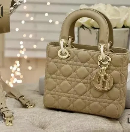 Dior 1:1 Mirror Replica Lambskin Beige Small My ABCDior Lady Dior 20CM/7.9IN Christian Dior Replica Lady