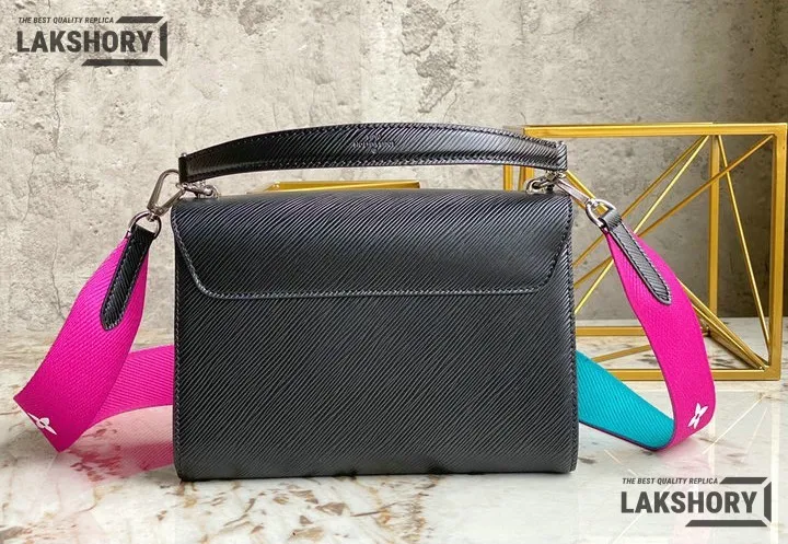 Louis Vuitton 1:1 Mirror Replica Twist MM Epi Grained Leather Black/Pink/Blue Gradient 23CM/9.1IN Louis Vuitton Replica Twist Louis Vuitton 1:1 Mirror Replica Twist MM Epi Grained Leather Black/Pink/Blue Gradient 23CM/9.1IN Louis Vuitton Replica Twist