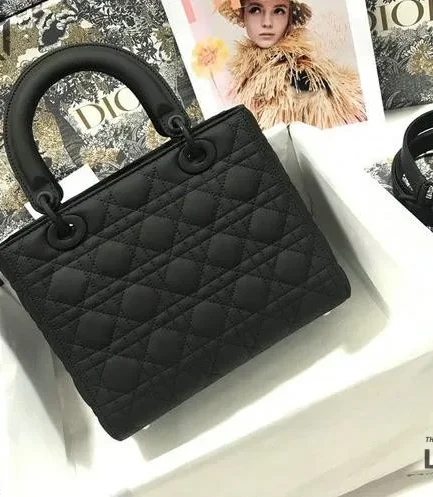 Dior 1:1 Mirror Replica Black Ultra Matte My ABCDior Lady Dior 24CM/9.4IN Christian Dior Replica Lady