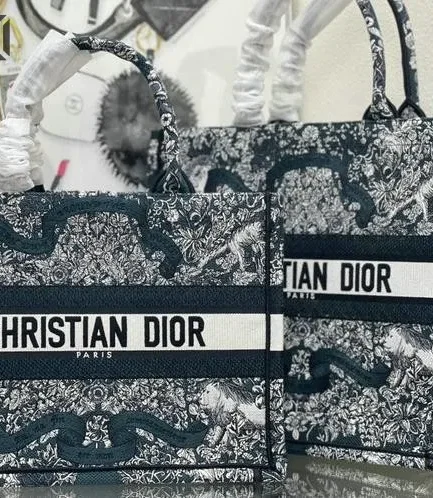 Dior 1:1 Mirror Replica Blue Embroidered Around The World Book Tote Christian Dior Replica Book Totes