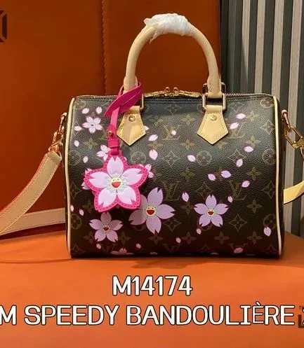 Louis Vuitton 1:1 Mirror Replica LV X TM Cherry Blossom Speedy Bandouliere 25 Sakura Brown 25CM/9.8IN Louis Vuitton Replica Speedy