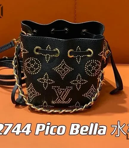 Louis Vuitton 1:1 Mirror Replica Black Pico Bella Mahina Leather 13CM/5.1IN Louis Vuitton Replica Neo