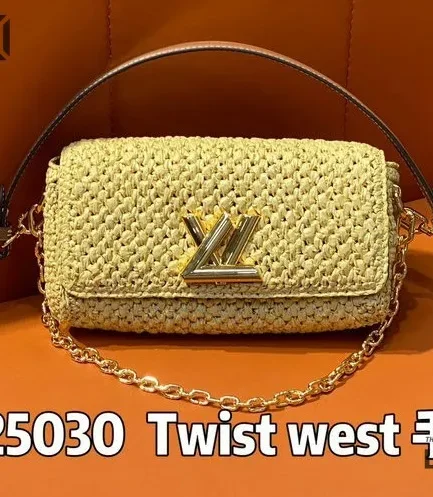 Louis Vuitton 1:1 Mirror Replica Raffia By The Pool Twist West Natural 23.5CM/9.3IN Louis Vuitton Replica Twist