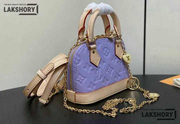 Louis Vuitton 1:1 Mirror Replica Vernis Nano Alma Glossy Lilac 18CM/7.1IN Louis Vuitton Replica Alma Louis Vuitton 1:1 Mirror Replica Vernis Nano Alma Glossy Lilac 18CM/7.1IN Louis Vuitton Replica Alma