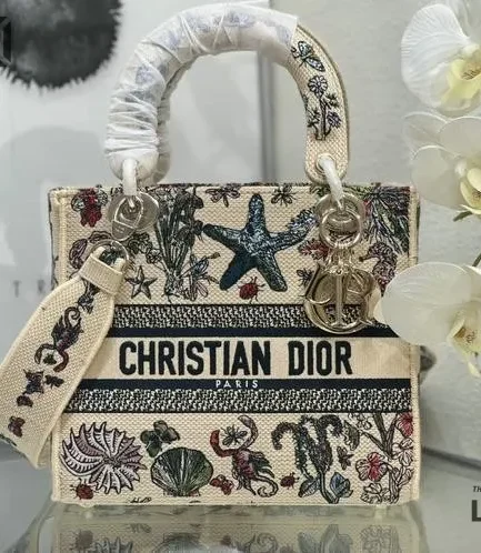 Dior 1:1 Mirror Replica Lady D-Lite Beige Multicolor Cabinet de Curiosités 24CM/9.4IN Christian Dior Replica Lady