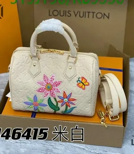 Louis Vuitton 1:1 Mirror Replica LV x YK Speedy Bandouliere 25 Flower Marquetry 25CM/9.8IN Louis Vuitton Replica Speedy