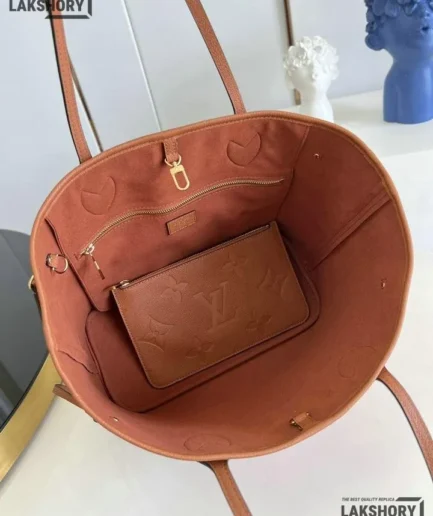 Louis Vuitton 1:1 Mirror Replica Cognac Empreinte Monogram Giant Neverfull MM 32CM/12.6IN Louis Vuitton Replica Neverfull