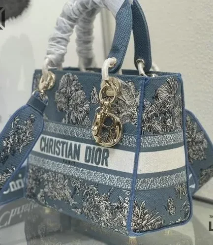 Dior 1:1 Mirror Replica Dioriviera Lady D-Lite Celestial Navy Toile de Jouy 24CM/9.4IN Christian Dior Replica Lady