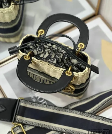 Dior 1:1 Mirror Replica Mini Wicker Oblique Lady Dior 17CM/6.7IN Christian Dior Replica Lady
