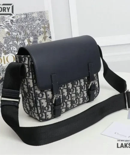 Dior 1:1 Mirror Replica Navy Blue Kid Messenger Smooth Leather Bag 24CM/9.4IN Christian Dior Other Styles